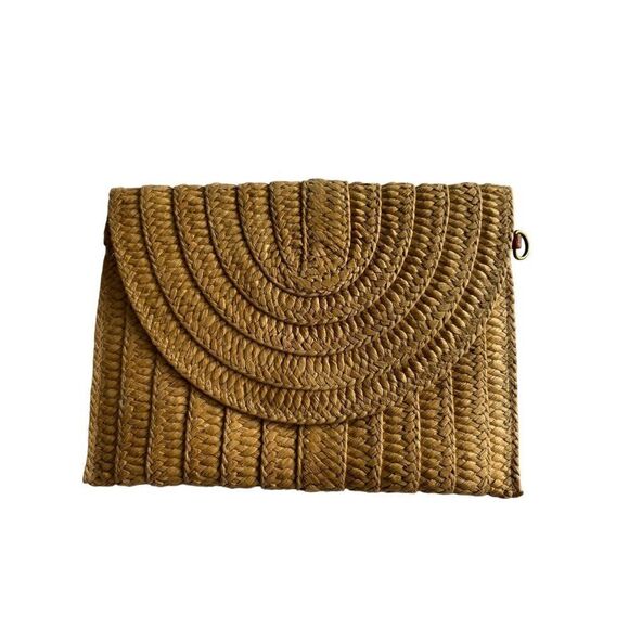 Handwoven ANA Straw Clutch By Ana Fold-Over Flap Inner Pocket Magnetic Closure 1 - Picture 5 of 7